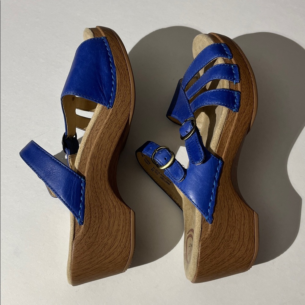 Dansko Blue Leather Strappy Platform Sandals sz 39 Summer Shoes Slip On Comfort - Picture 5 of 11
